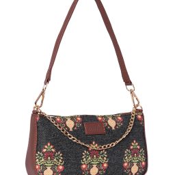ZOUK Royal Green Mogra Print Royal Green Printed Baguette Bag image 2