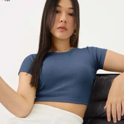The Souled Store Blue Plain Crop Top-image-57