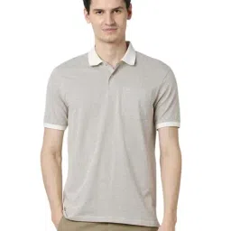 Peter England Beige Cotton Regular Fit Printed Polo T-Shirt-picture-9