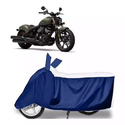 Auto Pearl Bike Cover for Indian Chief (White & Blue)-image-90