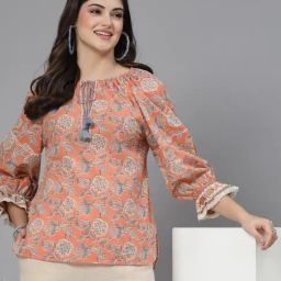 QOMN Peach Cotton Printed Top-picture-20