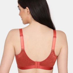 Zivame Rust Lace Full Coverage Double Layered Non-Wired Bra image 2