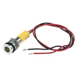 RS PRO Yellow Panel Mount Indicator 220V AC, Mounting Hole Size 8 mm, Termination Type Lead Wires, IP Rating IP67, Model No 7001940-44