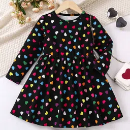 White World Girls Polka Dot Print Fit & Flare Dress-image-71