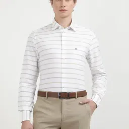 Tommy Hilfiger White Cotton Regular Fit Striped Shirt-image-51