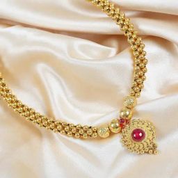 P.N.Gadgil Jewellers Adhvika Gold 22k Kolhapuri Thushi Necklace-image-2