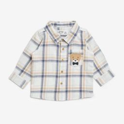 HOP Baby by Westside Off-White Checkered Cotton Shirt-image-4