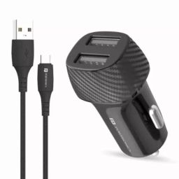 Portronics Two USB Ports Black Car Charger with Dual USB Port POR 1345-37