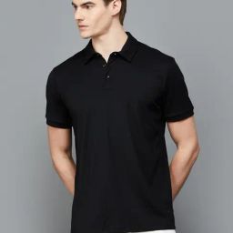 BOSSINI Black Regular Fit Striped Polo T-Shirt-10