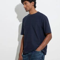WES Lounge by Westside Navy Self Relaxed-Fit Cotton-Blend T-Shirt-picture-47