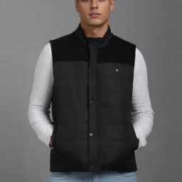 Louis Philippe Black Cotton Regular Fit Quilted Jacket-22