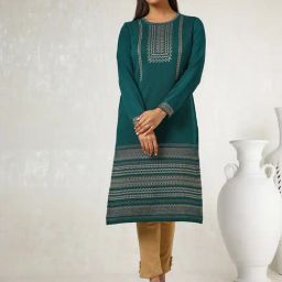 Soch Blue Acrylic Regular Fit Woven Design Kurta-picture-37