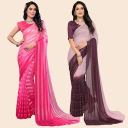 Moda Rapido Pack of 2 Striped Satin Saree-image-10