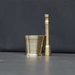 Indian Bartan Gold Brass Mortar & Pestle Set-33