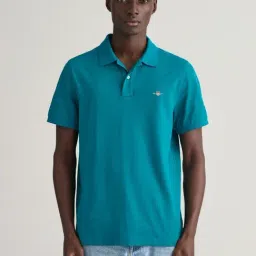 GANT Solid Polo Neck Regular Fit T-Shirt-picture-44