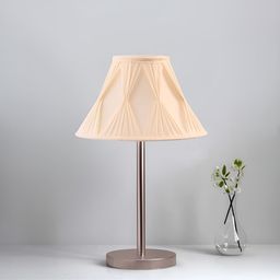 Devansh Off White Textured Metal Traditional Triangle Table Lamp-picture-2