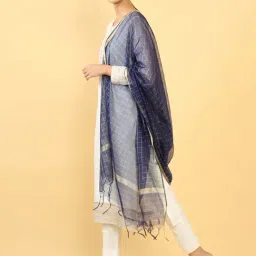 Soch Navy Chequered Dupatta image 3