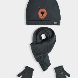 MiArcus Unisex Grey Cap and Gloves Pair with Muffler-54