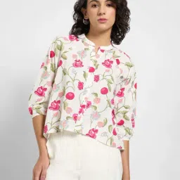 Akkriti By Pantaloons White Cotton Regular Fit Printed Shirt-image-78