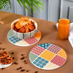 TAYHAA Multicolor Ceramic Exquisite Printed Coasters - Set of 2-23