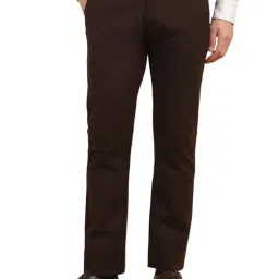 Allen Solly Brown Cotton Slim Fit Solid Trousers-picture-44
