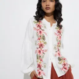 LOV by Westside White Botanical Design Blouse-picture-38