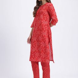 Anouk Floral Print Kurta With Trousers & With Dupatta image 5