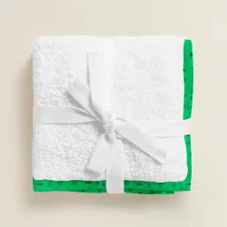 The Baby Atelier 100% Organic Print Green Junior Towel And Hand Towel-picture-45