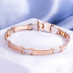 Zavya Classic Rhodium & Rose Gold Plated 925 Sterling Silver Men's Bracelet-image-97