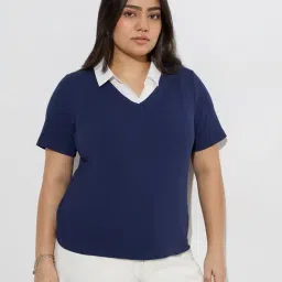 Gia by Westside Navy Ribbed-Textured T-Shirt-picture-32