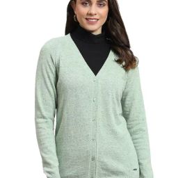 Monte Carlo Light Green Textured Cardigan-image-3