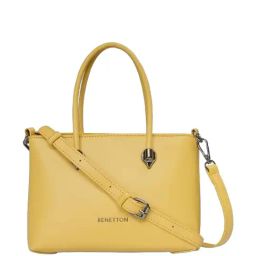 United Colors of Benetton Avril Mustard PU Solid Handbag-41