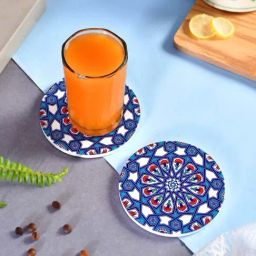 TAYHAA Blue Ceramic Exquisite Printed Coasters - Set of 2-48