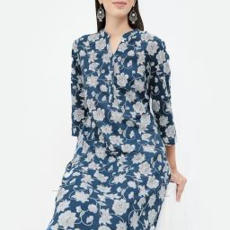 Melange by Lifestyle Blue Printed Kurta-image-10
