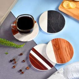 TAYHAA Multicolor Ceramic Stylish Round Coasters - Set of 4-39