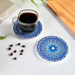 TAYHAA Blue Ceramic Exquisite Printed Coasters - Set of 2-34