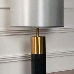 Altadena Black Marble Table Lamp with White Shade-0