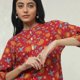 Soch Deep Red Regular Fit Printed Tunic image 5