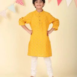 Fabindia Boys Yellow Cotton Printed Kurta-picture-27
