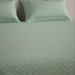 Mulberry Living Cotton Checks Green 300 TC Super King Size Bedsheet with 2 Pillow Covers-image-101