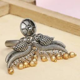 OOMPH Oxidised Silver Peacock Design Tribal & Afghan Finger Ring-image-39