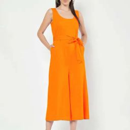 Brinns Orange Cotton Regular Fit Jumpsuit-46