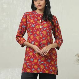 Soch Deep Red Regular Fit Printed Tunic-picture-32