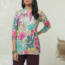 Soch Off White Regular Fit Floral Print Tunic-7