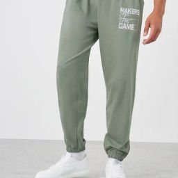 Styli Grey Cotton Relaxed Fit Printed Joggers-image-21
