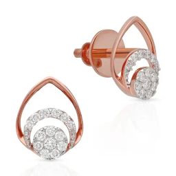Malabar Gold and Diamonds 18k IGI Certified Diamond Rose Gold Stud Earrings for Women-picture-1