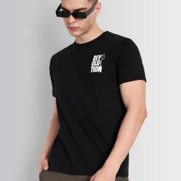 Dcyphr Black Regular Fit Revolution Graphic T-Shirt-image-34