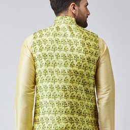 SOJANYA Green Printed Nehru Jacket image 3