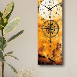 OLIVE TREE Mustard and Printed Wooden Contemporary Analogue Wall Clock-5