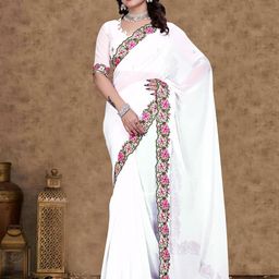 Sadika Embroidered Border Saree with Unstitched Blouse-picture-31